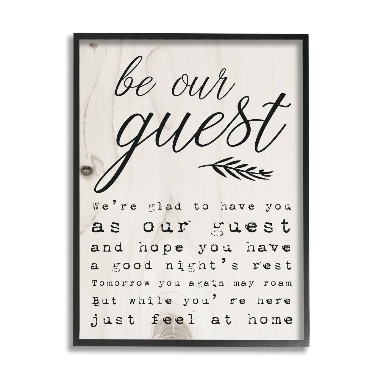 Stupell Industries Be Our Guest Poem Cursive Framed Wall Art
